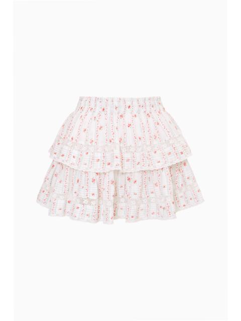 LoveShackFancy Cherry Stripe Ruffle Mini Skirt