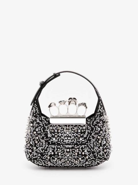 Alexander McQueen Women's The Jewelled Hobo Mini Bag in Black