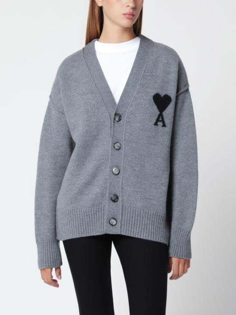 AMI Paris Grey Ami de Coeur wool cardigan