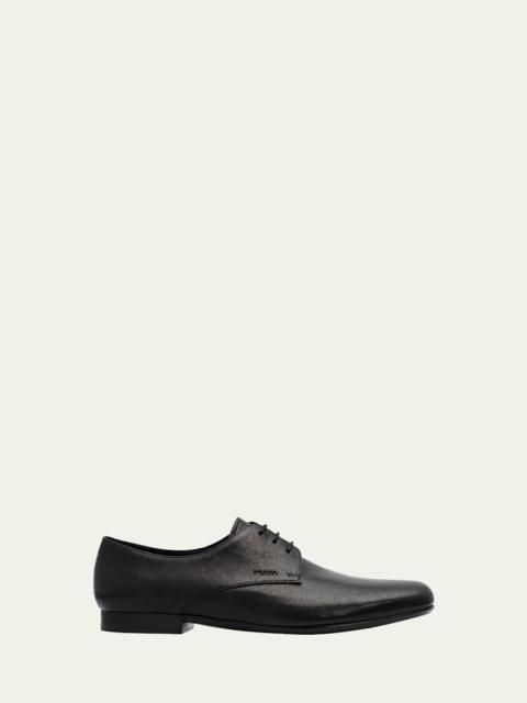 Prada Men's Toblach Grained Leather Derby Shoes