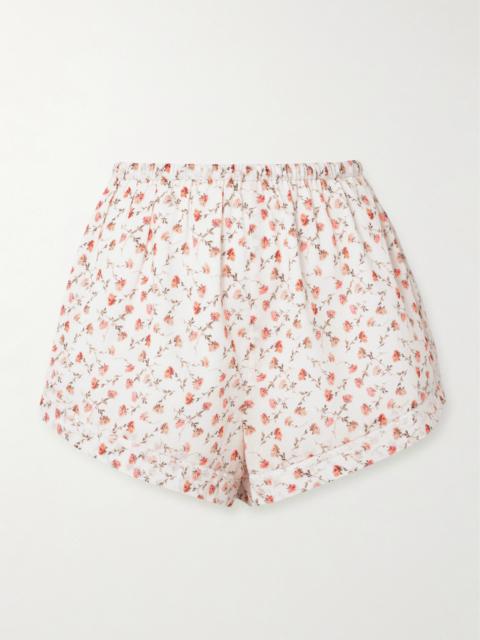 POSSE Charlotte Lace-trimmed Floral-print Cotton Shorts