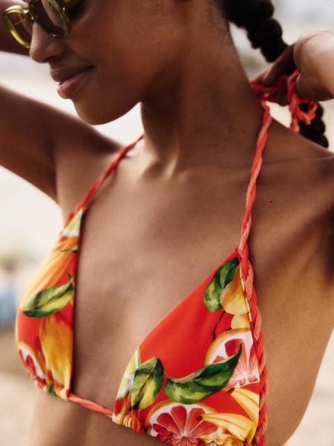 FARM RIO Triangle Bikini Top With Rope Detail