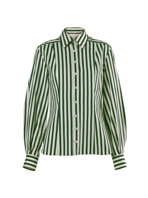 CAROLINA HERRERA Women's Isabella Striped Cotton-Blend Shirt - Ivory Multi