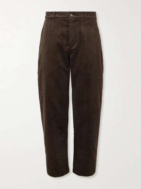 DE BONNE FACTURE Balloon Tapered Cotton-Corduroy Suit Trousers Brown