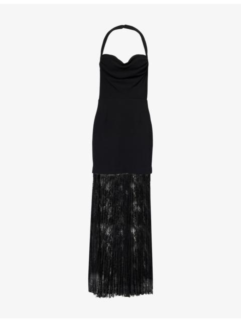 REBECCA VALLANCE Milena Halterneck Stretch-Woven Gown