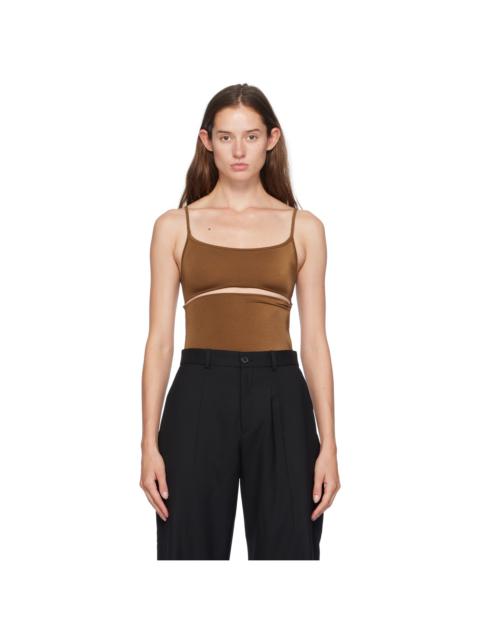 MARIE ADAM-LEENAERDT Brown Cut Out Bodysuit