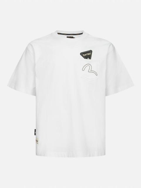 EVISU SEAGULL AND STACKED BADGE PRINT DAICOCK RELAX FIT T-SHIRT