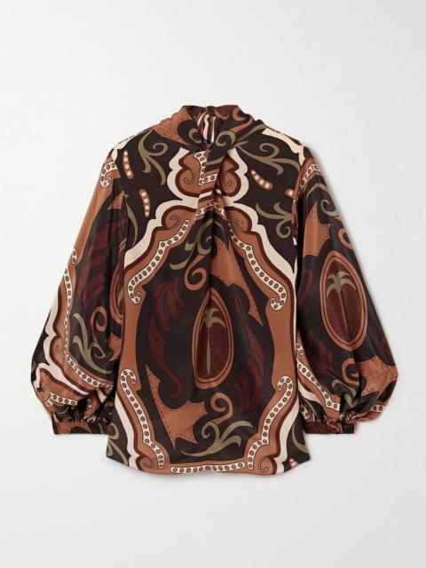 Johanna Ortiz Intricate Islands Gathered Printed Silk Crepe De Chine Blouse