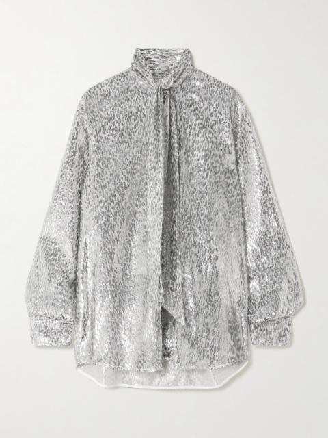 Stella McCartney Tie-neck Metallic Fil Coupé Blouse