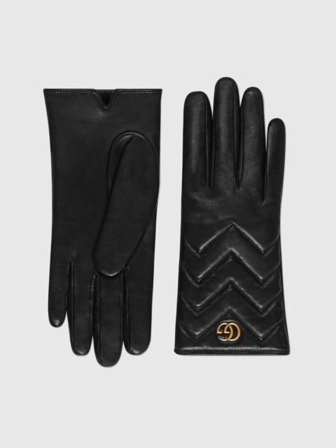 GUCCI GG Marmont chevron leather gloves