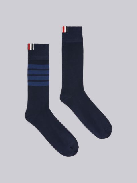 Thom Browne Navy Cotton Mid-calf 4-Bar Socks