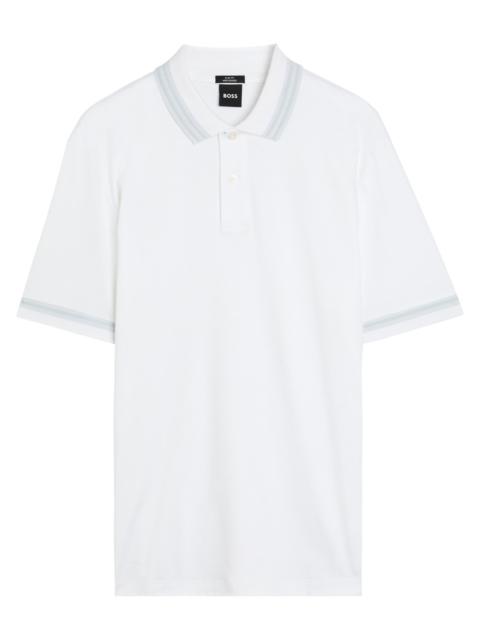 Boss Striped Trims Cotton Polo Shirt