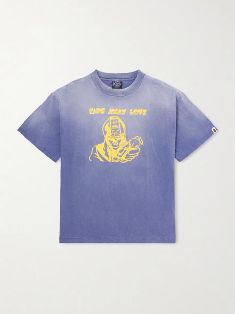SAINT M×××××× BAPE® Distressed Printed Cotton-Jersey T-Shirt