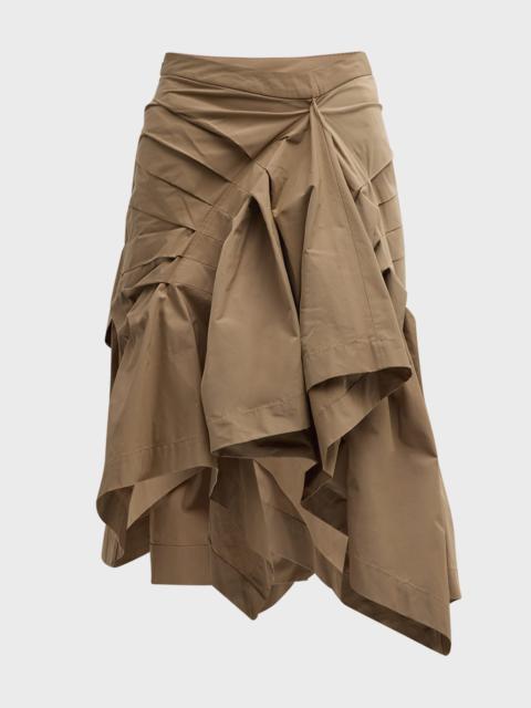Dries Van Noten Shy Pleated Asymmetric Midi Skirt