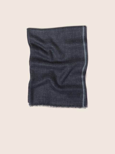 NAVY BLUE CASHMERE AND LINEN SCARF