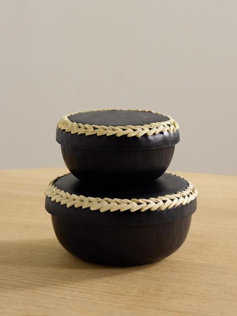 HUNTING SEASON Set Of Two Whipstitched Leather Boxes