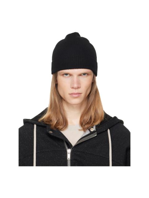 Rick Owens Black Tower Ribbed Beanie