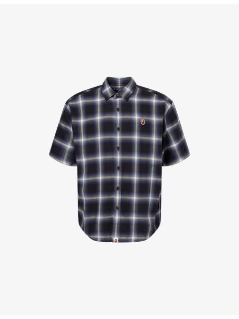 A BATHING APE® One Point Plaid-Print Cotton-Blend Shirt