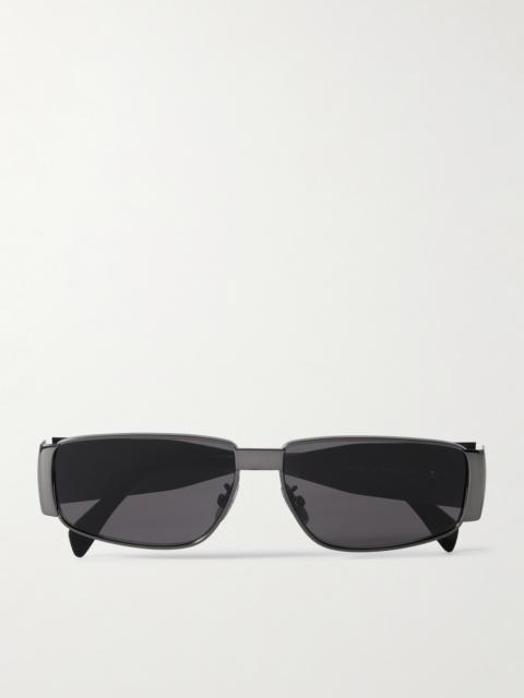 CELINE Triomphe Rectangle-frame Gunmetal-tone Sunglasses