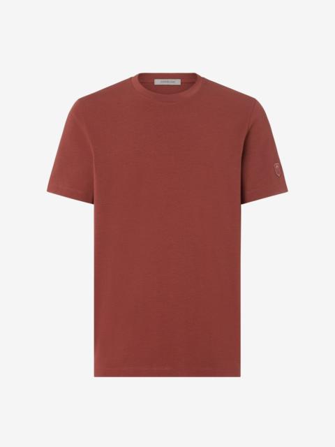 CORNELIANI Brick brown crew neck stretch cotton jersey t-shirt