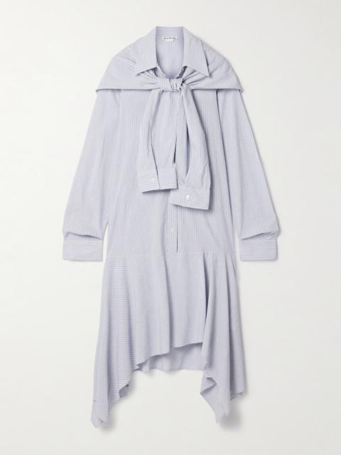 Acne Studios Asymmetric Draped Striped Voile Shirt Dress