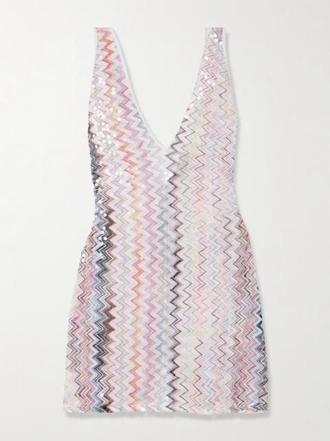 Missoni Sequined Crochet-knit Mini Dress