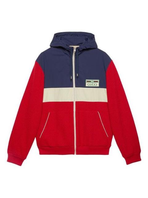 Gucci Wool Jersey Hooded Zip-up Sweatshirt'Red Blue Beige' 673279-XJDUX-6051
