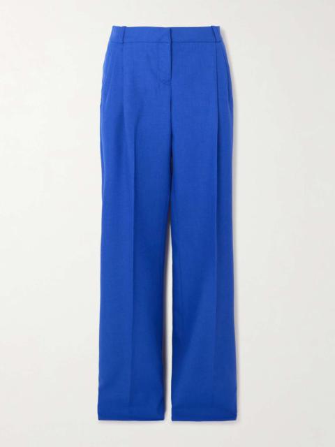 Pleated wool straight-leg pants