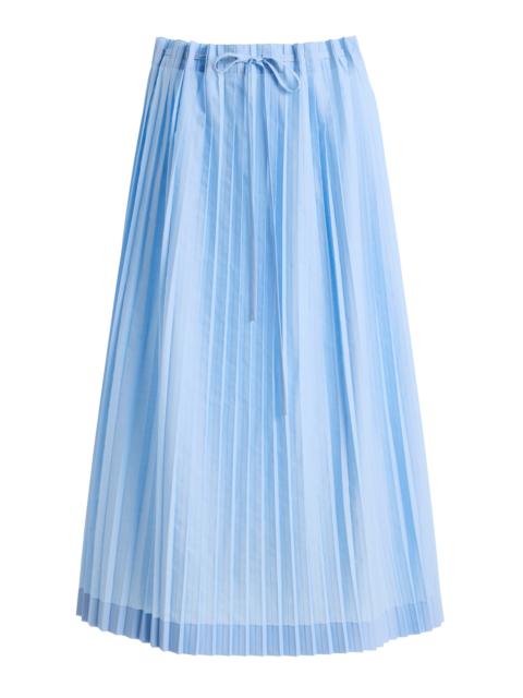 TOTEME Pleated Cotton-Blend Midi Skirt blue