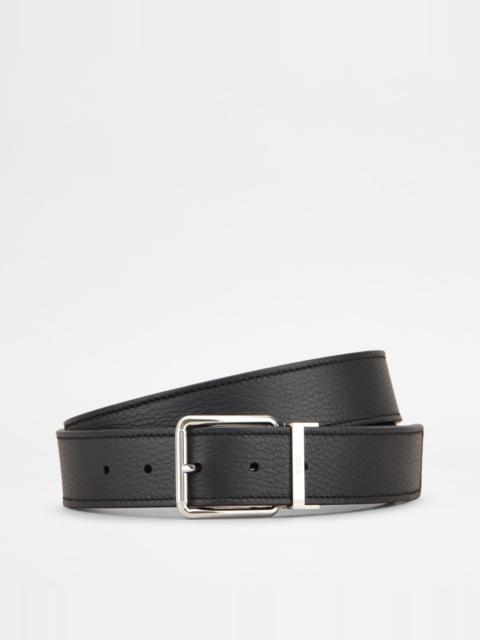 Tod's REVERSIBLE BELT IN LEATHER - BLACK