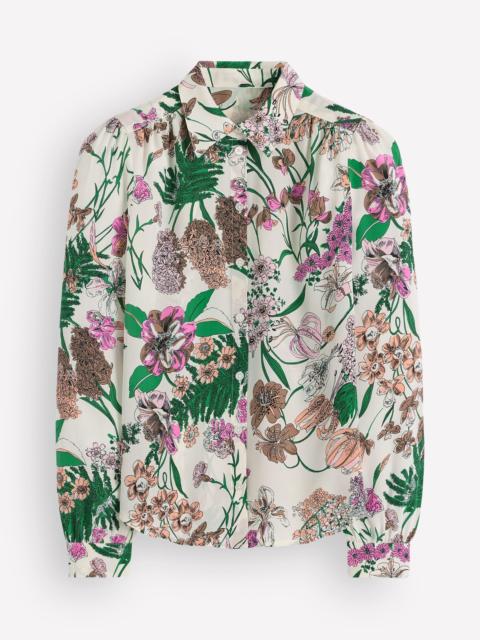 BODEN Sara Silk Shirt-Ivory, Whimsical Flora