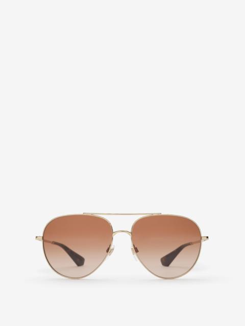 Burberry Metal Check Aviator Sunglasses