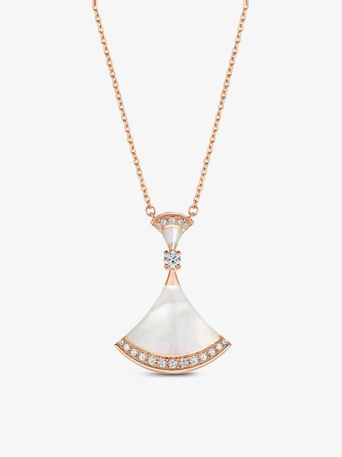 Diva’s Dream 18ct rose gold, 0.28ct round-cut pavé diamonds and mother-of-pearl necklace