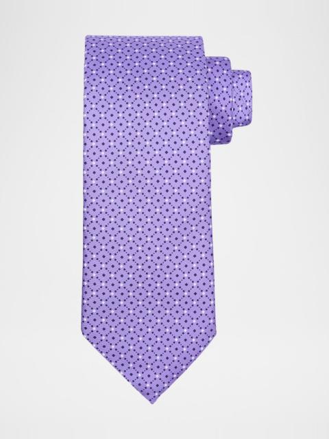 ZEGNA Men's Diamond-Print Silk Tie