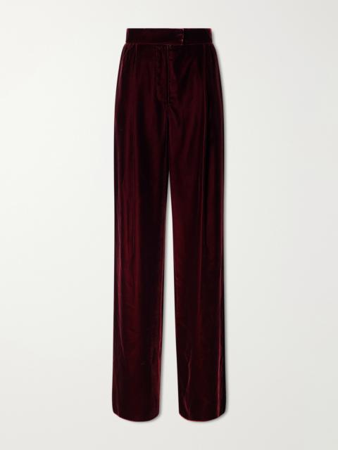 Valentino Pleated Velvet Wide-leg Pants