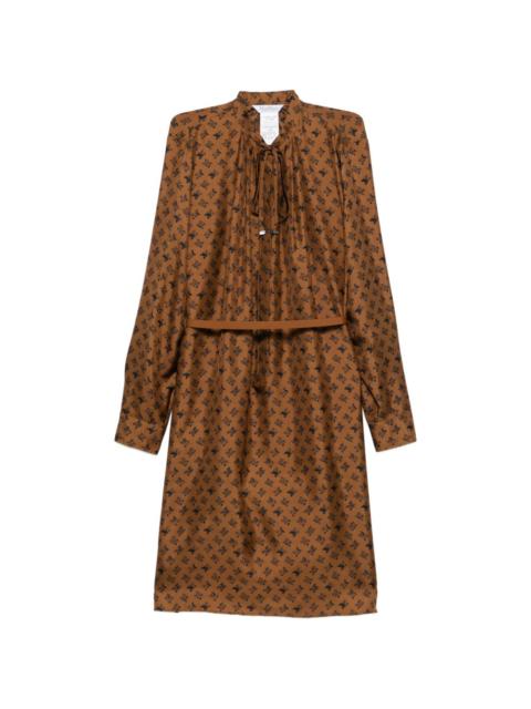Max Mara logo-print belted midi dress