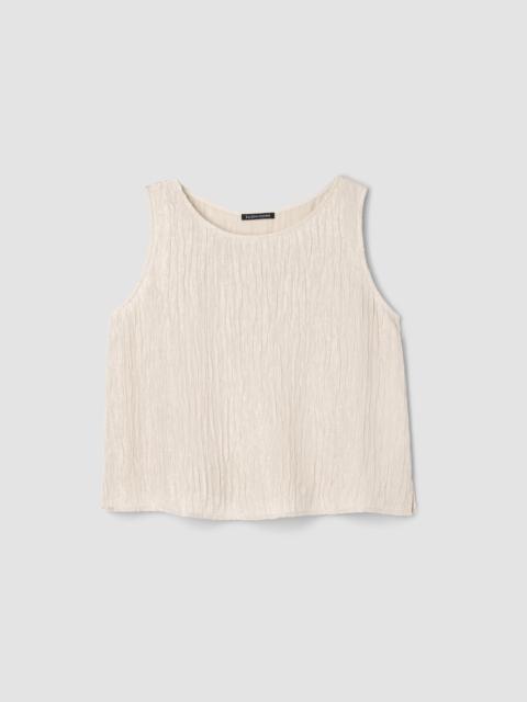 EILEEN FISHER Textured Silk Jacquard Ballet Neck Tank