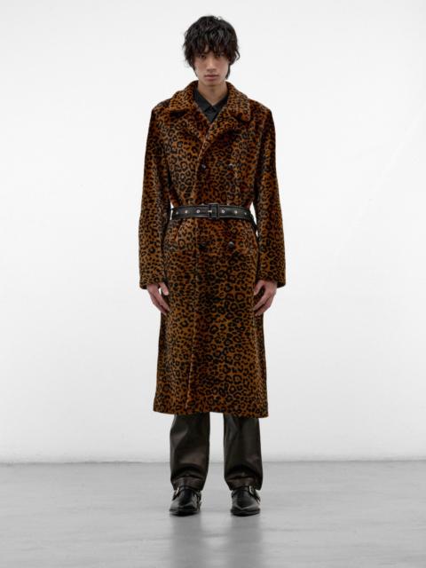 ERNEST W. BAKER Cheetah Shearling Belted Coat