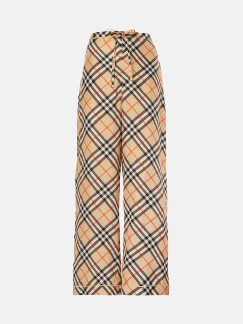 Burberry Burberry Check silk wide-leg pants