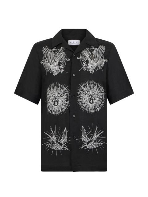 PHILIPP PLEIN tattoo embroidery bowling shirt