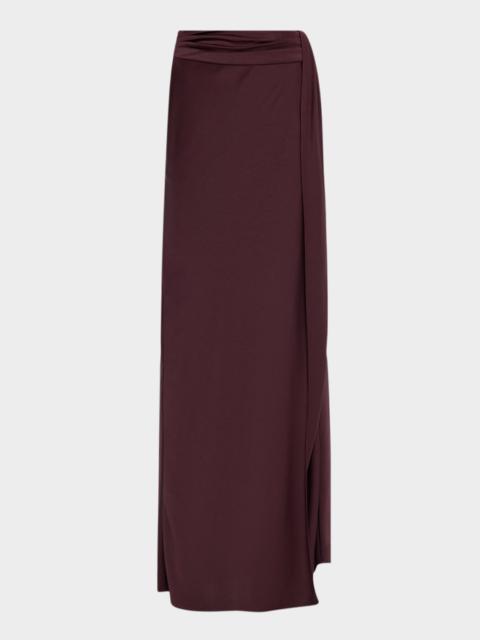 LAPOINTE Lightweight Satin Asymmetric Maxi Skirt