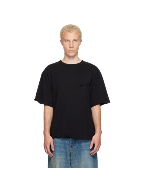 We11done Black Logo Pin-Tucked T-shirt