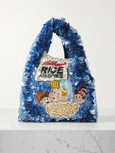 Anya Hindmarch Rice Krispies embellished recycled-satin tote