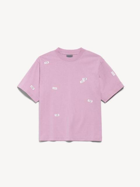 BALENCIAGA Women's 520 Stickers Medium Fit T-shirt in Old Pink/white
