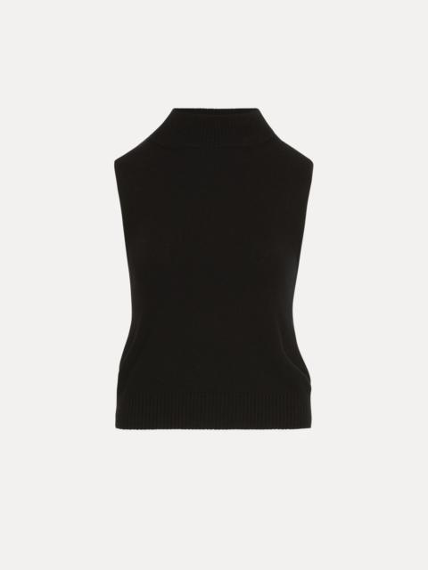 Oscar de la Renta SLEEVELESS MOCK NECK RIBBED PULLOVER