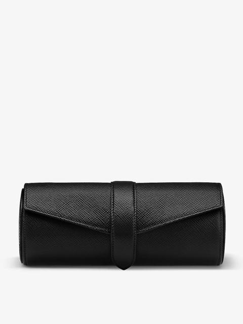 Smythson Panama calf leather watch and jewellery roll