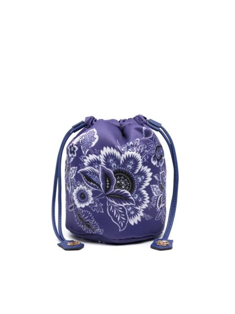 floral-print drawstring clutch bag