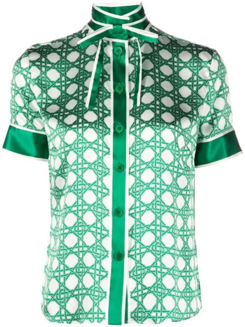 monogram-print silk shirt