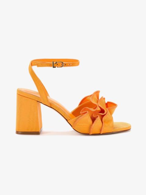 Larroudé Selena Ruffle Sandal In Mango Fabric