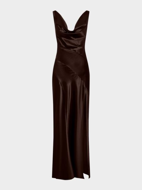 NICHOLAS Alfina Backless Cowl-Neck Column Gown